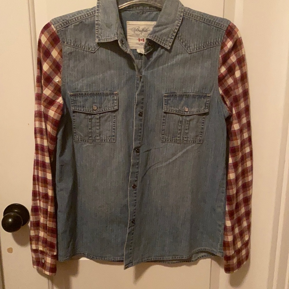 Buffalo by David Bitton Flannel & Denim Pearl Snap Shirt